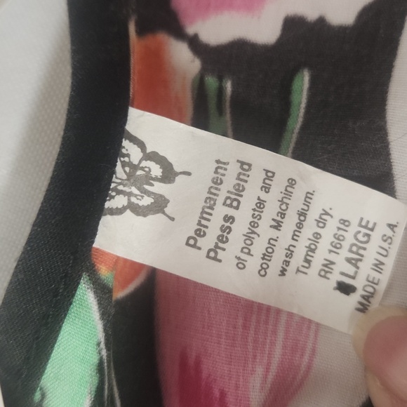 Vintage Snap Front Aprons (2) Tulip Print & White/Blue Stripe, Size L - Picture 4 of 4